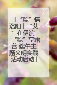 “粽”情洛阳丨“艾”在伊滨 “粽”享露营 端午主题文明实践活动启动