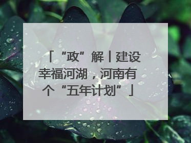 “政”解丨建设幸福河湖，河南有个“五年计划”