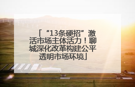 “13条硬招”激活市场主体活力！聊城深化改革构建公平透明市场环境