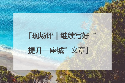 现场评｜继续写好“提升一座城”文章