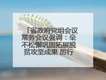 省政府党组会议常务会议强调：毫不松懈巩固拓展脱贫攻坚成果 厉行节约反对浪费弘扬优良作风