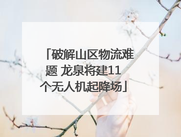 破解山区物流难题 龙泉将建11个无人机起降场