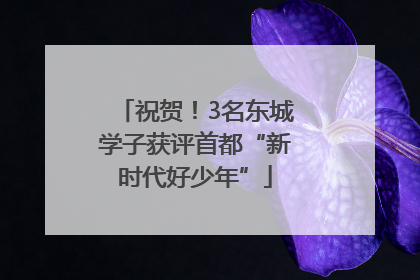 祝贺！3名东城学子获评首都“新时代好少年”