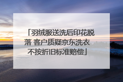 羽绒服送洗后印花脱落 客户质疑京东洗衣不按折旧标准赔偿