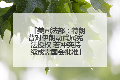 美司法部：特朗普对伊朗动武属宪法授权 若冲突持续或需国会批准