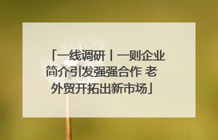 一线调研丨一则企业简介引发强强合作 老外贸开拓出新市场
