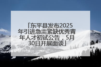 东平县发布2025年引进急需紧缺优秀青年人才初试公告，5月30日开展面谈