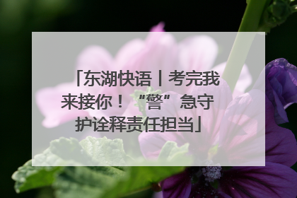 东湖快语丨考完我来接你！“警”急守护诠释责任担当