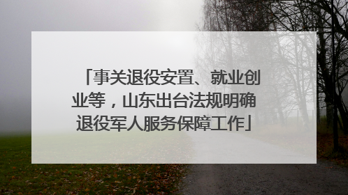 事关退役安置、就业创业等，山东出台法规明确退役军人服务保障工作