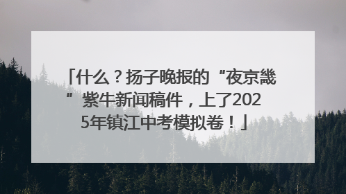 什么？扬子晚报的“夜京畿”紫牛新闻稿件，上了2025年镇江中考模拟卷！