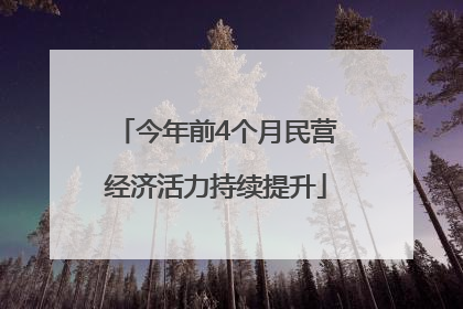 今年前4个月民营经济活力持续提升