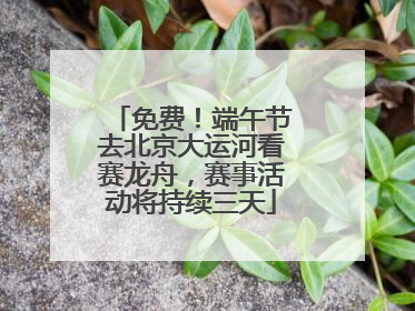 免费！端午节去北京大运河看赛龙舟，赛事活动将持续三天