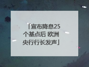 宣布降息25个基点后 欧洲央行行长发声