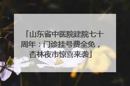 山东省中医院建院七十周年：门诊挂号费全免，杏林夜市惊喜来袭