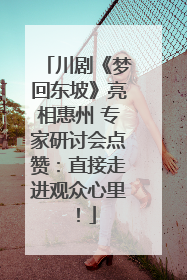 川剧《梦回东坡》亮相惠州 专家研讨会点赞：直接走进观众心里！