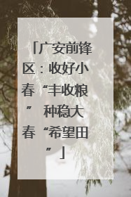 广安前锋区：收好小春“丰收粮” 种稳大春“希望田”