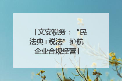 文安税务：“民法典+税法”护航企业合规经营