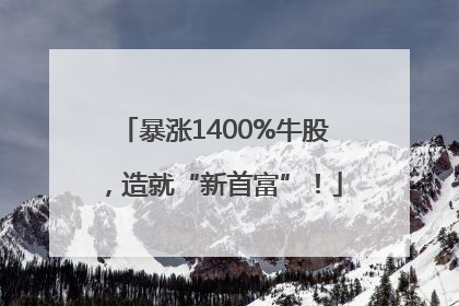 暴涨1400%牛股，造就“新首富”！