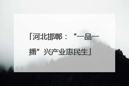 河北邯郸：“一品一播”兴产业惠民生