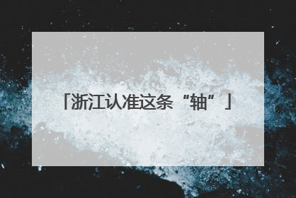 浙江认准这条“轴”
