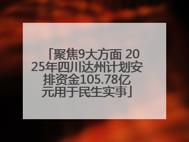 聚焦9大方面 2025年四川达州计划安排资金105.78亿元用于民生实事