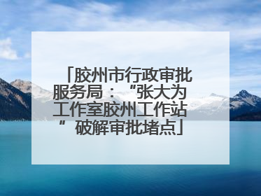 胶州市行政审批服务局：“张大为工作室胶州工作站”破解审批堵点