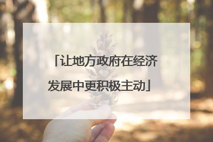 让地方政府在经济发展中更积极主动