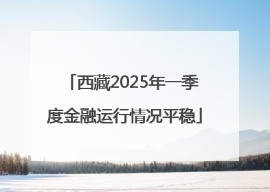 西藏2025年一季度金融运行情况平稳