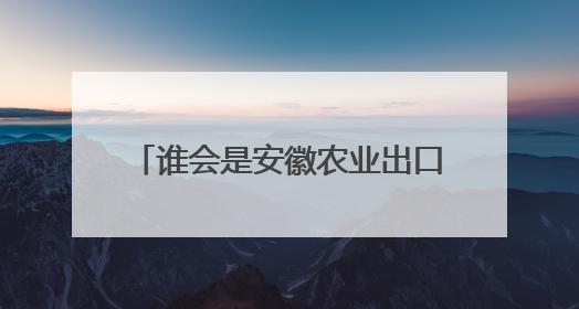 谁会是安徽农业出口的下一个NO.1？