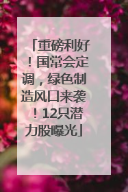 重磅利好！国常会定调，绿色制造风口来袭！12只潜力股曝光