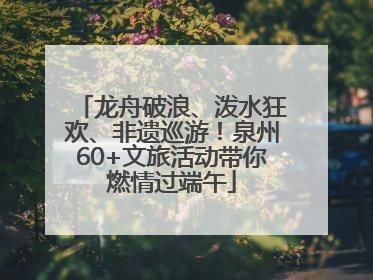 龙舟破浪、泼水狂欢、非遗巡游！泉州60+文旅活动带你燃情过端午