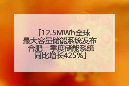 12.5MWh全球最大容量储能系统发布 合肥一季度储能系统同比增长425%